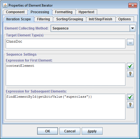 Specifying an Element Iteration Scope using Sequence