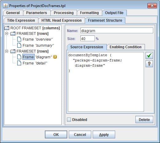 frameset structure definition