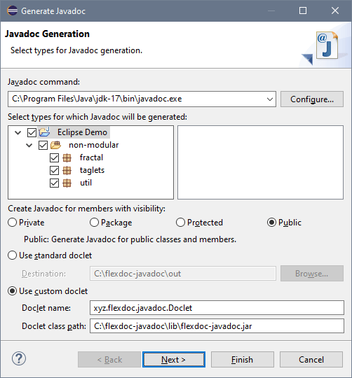 Running DocFlex Doclet from Eclipse