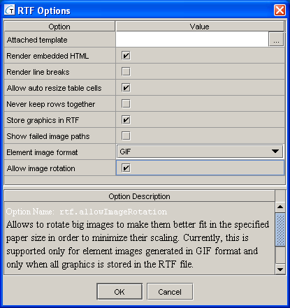 RTF Option Inspector