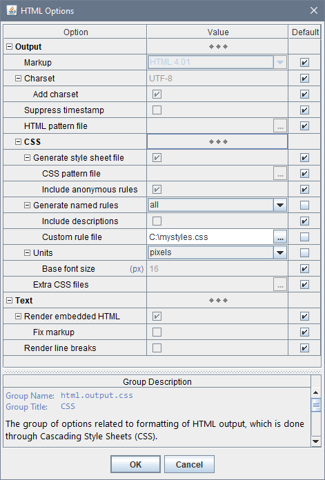 HTML Option Inspector
